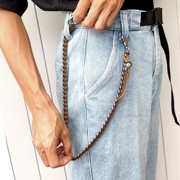 28" Strong Leash w/ Leaher Thick Wallet Biker Trucker Keychain Jean Key … - Picture 3 of 6